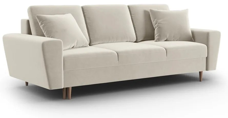 Бежов кадифен разтегателен диван с място за съхранение 235 cm Kyoto – Cosmopolitan Design