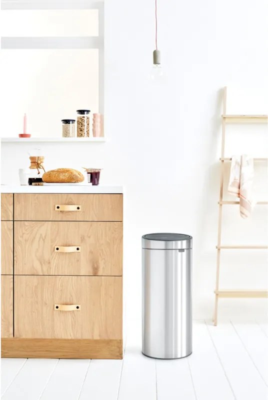 Кош за боклук Brabantia Touch Bin New 650011, 30 л, Безшумно и плавно затваряне, Инокс/мат