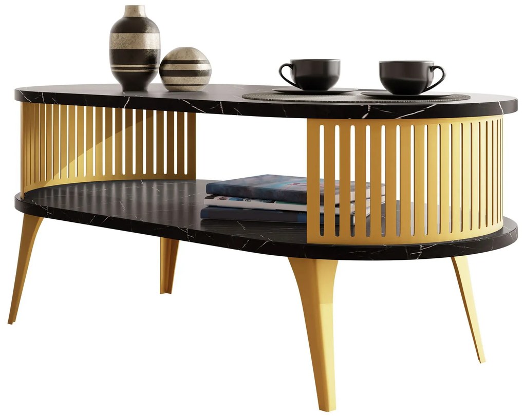 Холна маса Roenni-Черен мрамор - Злато