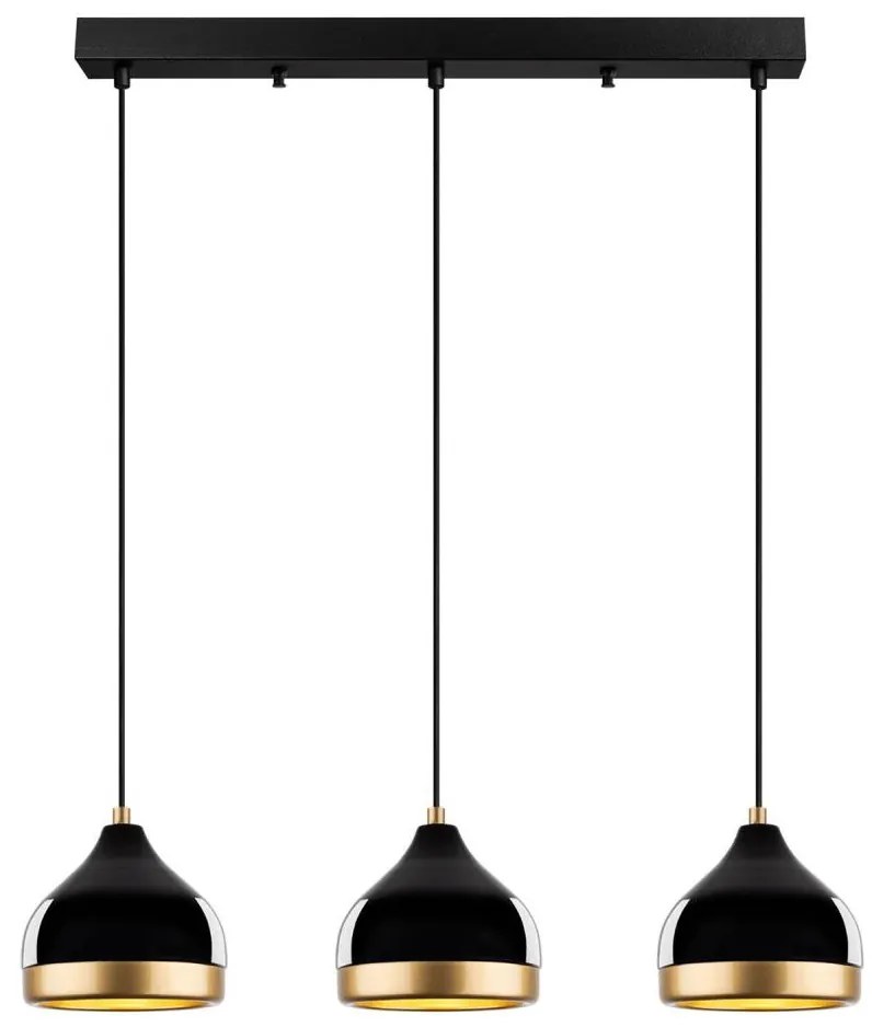 Пендел на кабел YILDO 3xE27/40W/230V черен/златист