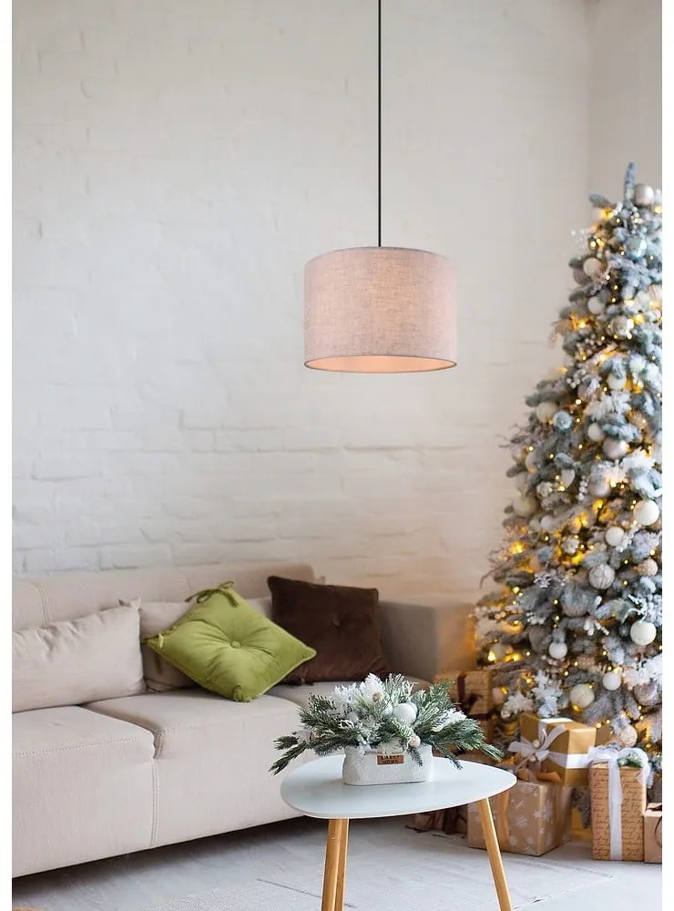 Бежово висящо осветително тяло с текстилен абажур ø 35 cm Elmau – Trio