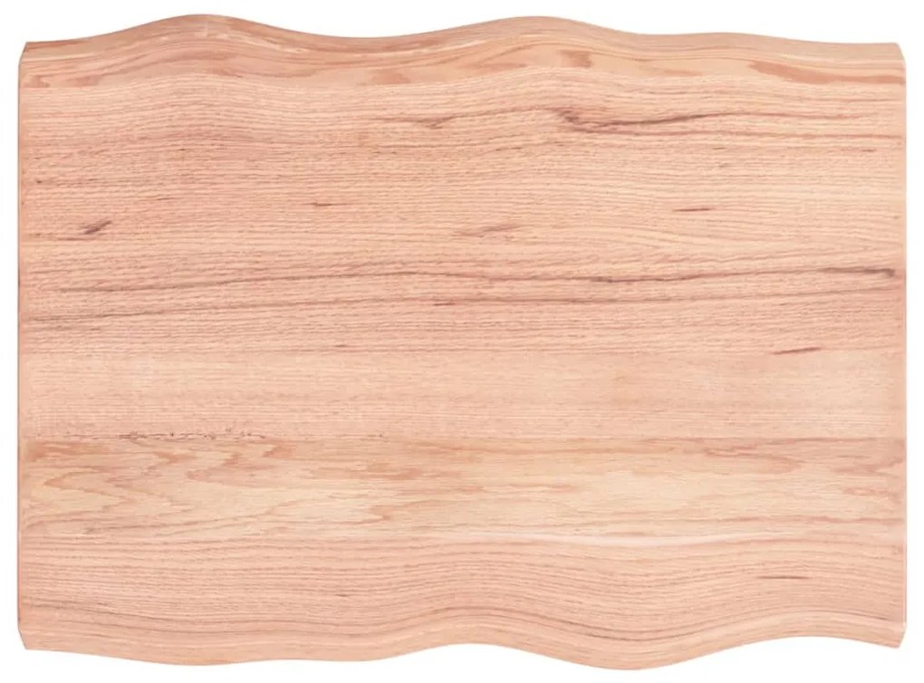 363946 vidaXL Плот за маса светлокафяв 80x60x(2-6) см обработен масивен дъб