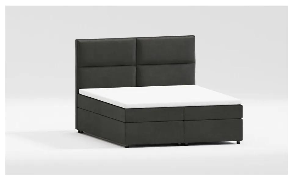 Тъмносиво двойно тапицирано легло с място за съхранение с включена подматрачна рамка 140x200 cm Rico – Ropez