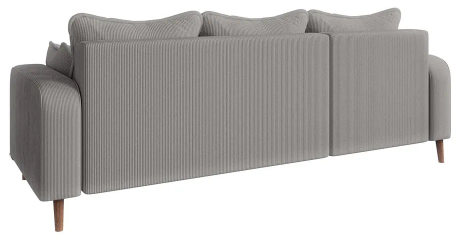 Светлосив ъглов диван от рипсено кадифе (ляв ъгъл) Beata – Ropez