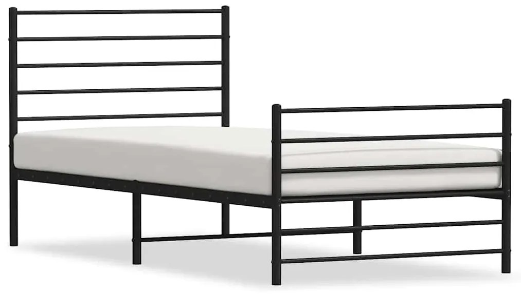 352327 vidaXL Метална рамка за легло с горна и долна табла, черна, 75x190 см