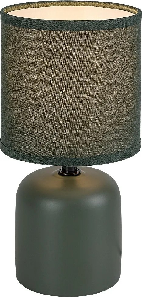 Rabalux Daphni, настолна лампа, зелена керамична лампа със зелен текстилен абажур, E14 1xMAX40W, В23см, Д12см, кабел: 120см, чер