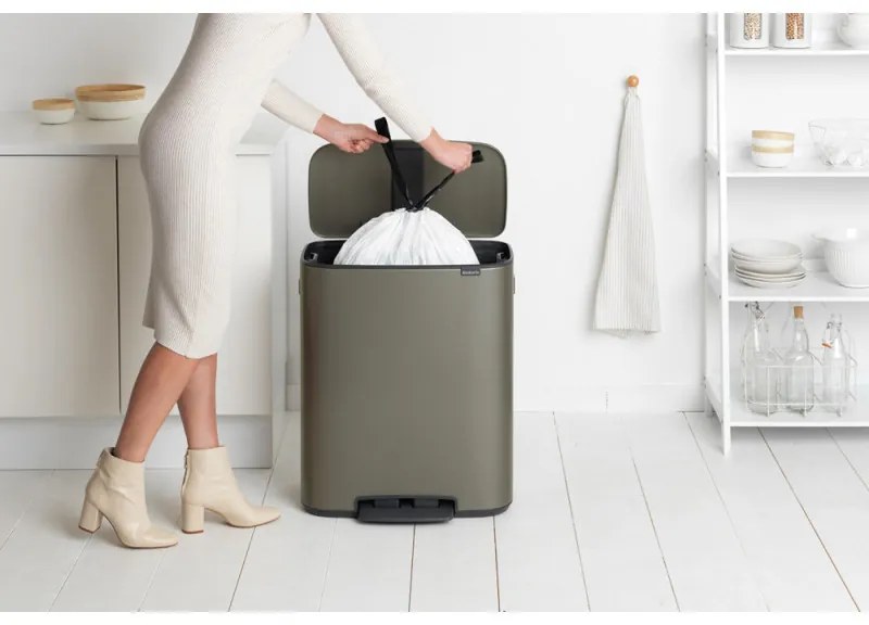 Кош за боклук Brabantia Bo Pedal 1003184, 60 л, Леко затваряне, Противоплъзгаща основа, Сив