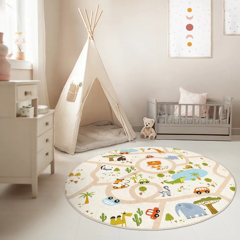 Детско килимче за игра подходящо за пране ø100 cm Savana Ride – Mila Home