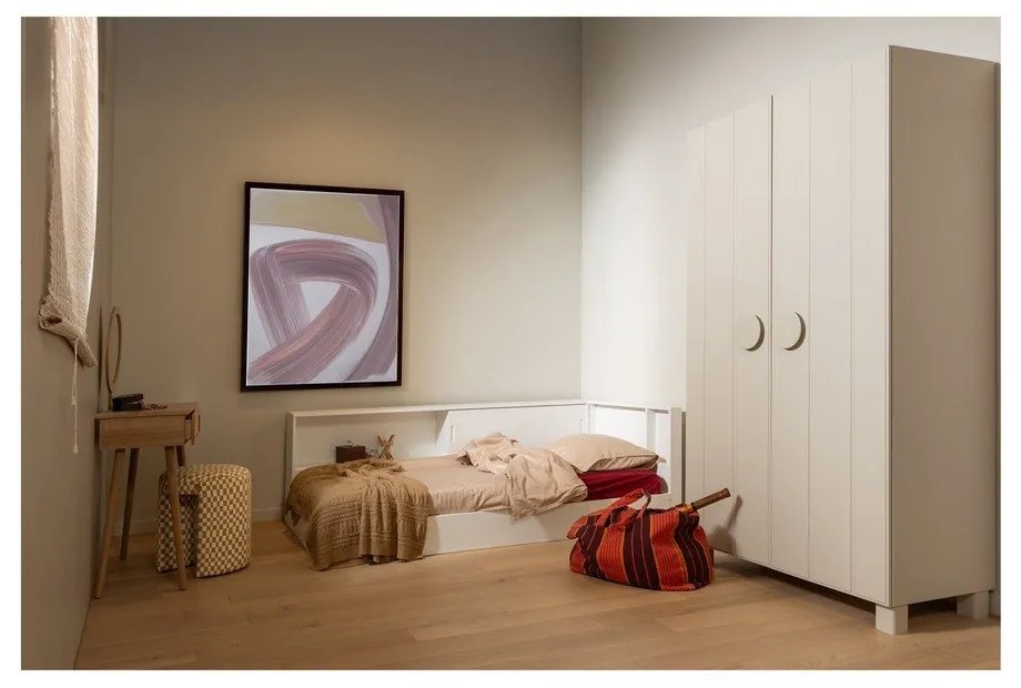 Бяло единично легло 90x200 cm от масивен бор без ламелно дъно Carter – WOOOD