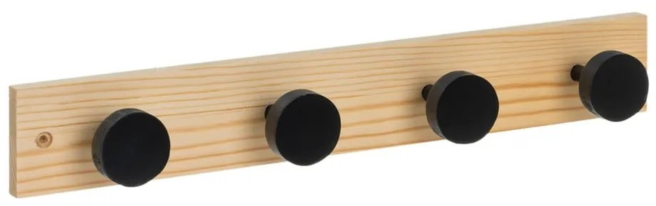 Стенна закачалка от масивен бор в черен и естествен цвят 40 cm Anillos – Casa Selección