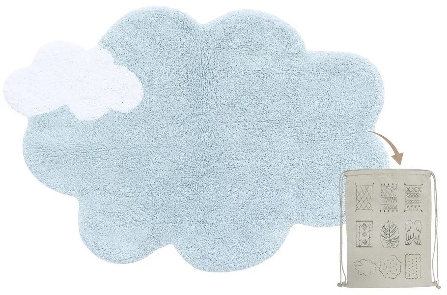 Светлосин ръчно изработен памучен детски килим подходящ за пране 70x100 cm Mini Dream – Lorena Canals