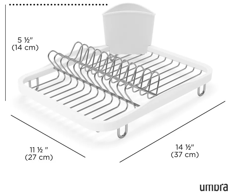 Бяла стоманена тавичка за оттичане 36x28 cm Sinkin – Umbra