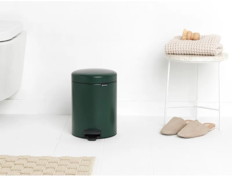 Кош за боклук с педал Brabantia NewIcon 1003199, 5 л, Плавно затваряне, Противоплъзгаща основа, Тъмнозелен