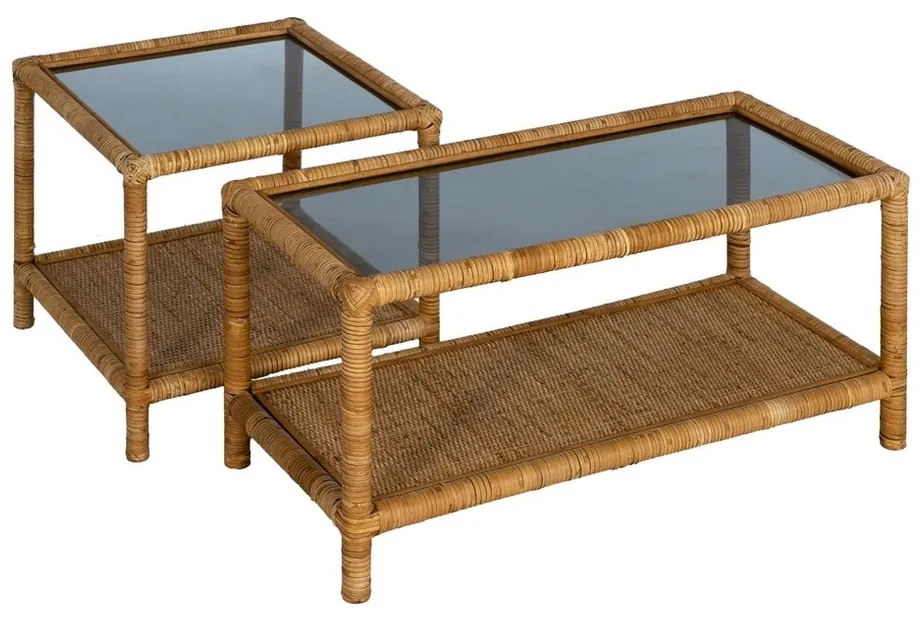 Масичка за кафе със стъклен плот в естествен цвят 40x90 cm – Ixia