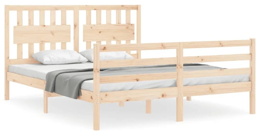 3194316 vidaXL Рамка за легло с табла 5FT King Size масивно дърво