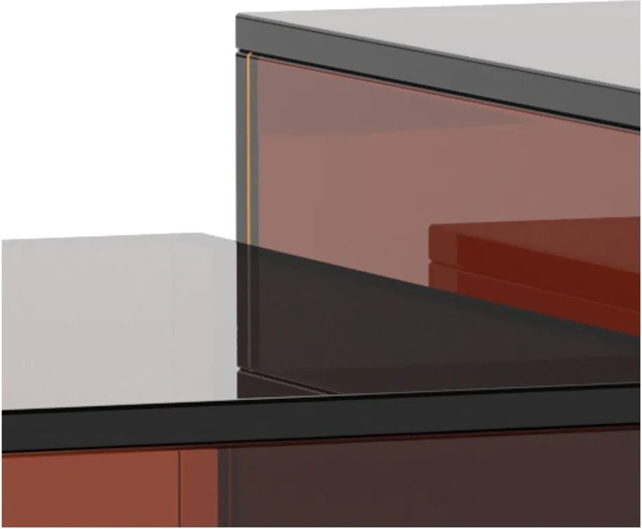 Кафяви стъклени масички за кафе в комплект 2 бр. 50x50 cm Dice – Actona