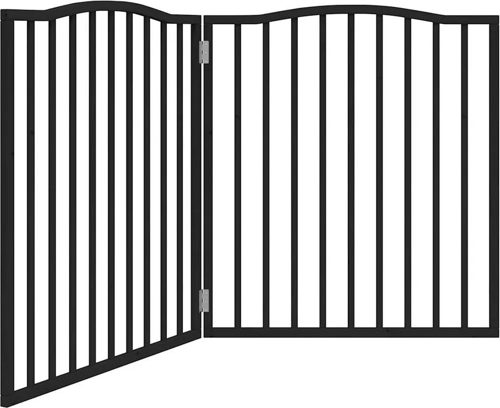 Сгъваема преграда за кучета 2 панела черна 160 см топола