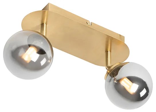 Прожектор златен 2-светлина регулируем с опушено стъкло - Атина