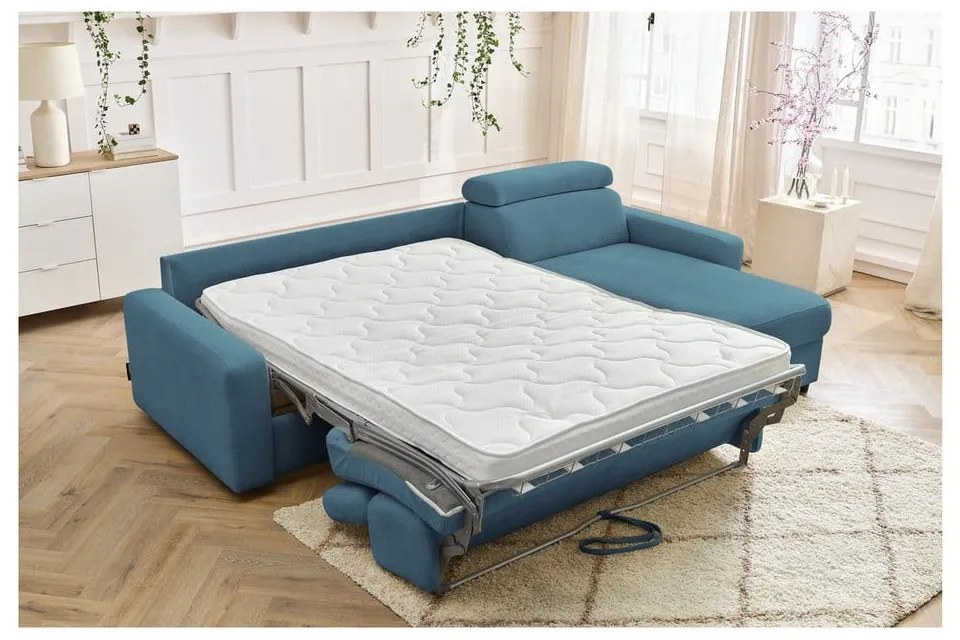 Син разтегателен ъглов диван (променлив) Monaco – Bobochic Paris