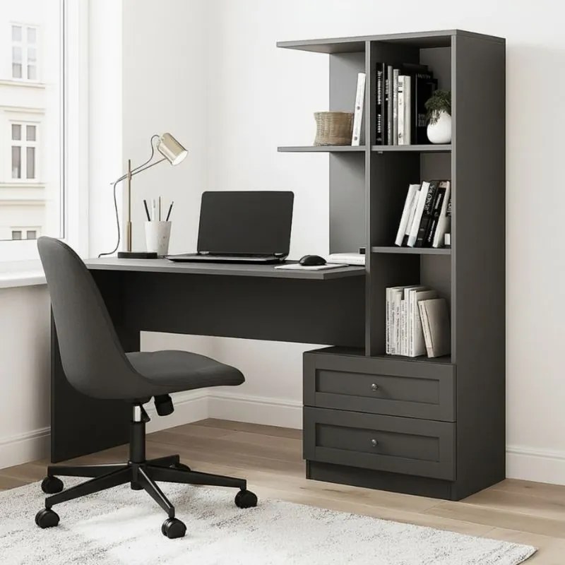 Меламиново офис бюро Mantra в антрацит 150x60x152см.