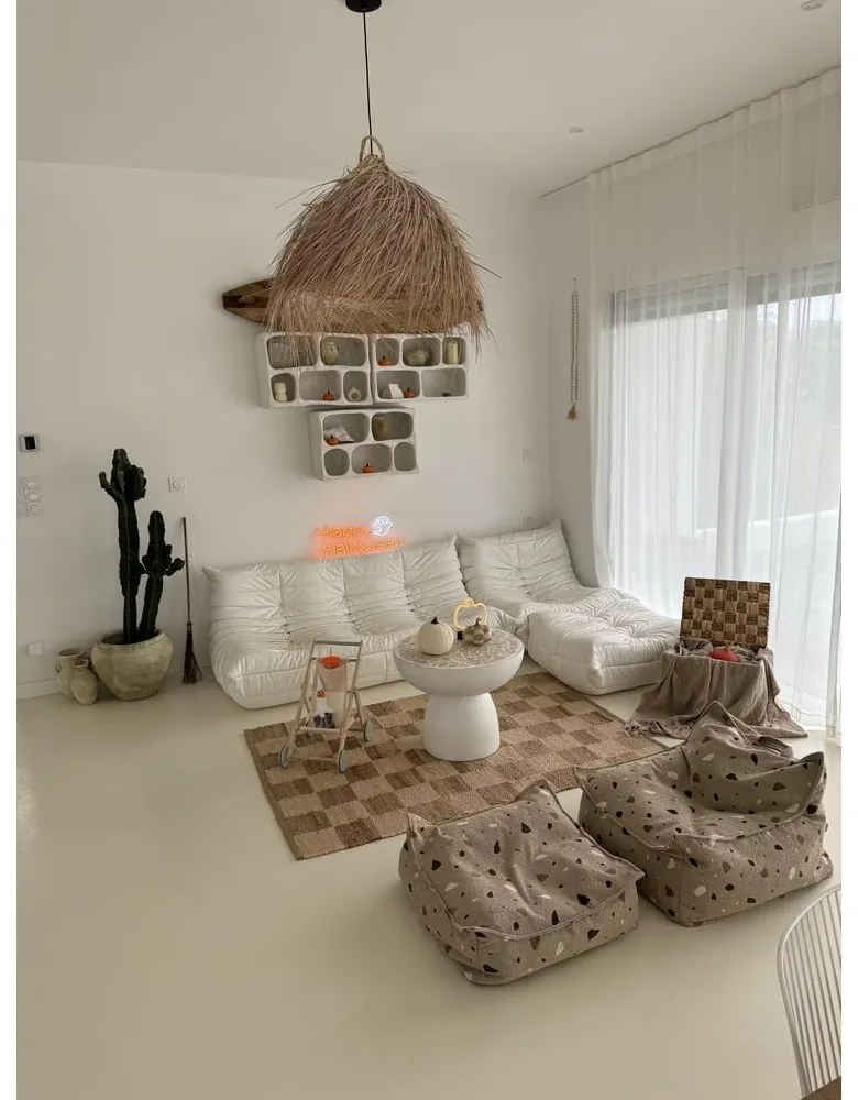 Светлокафяв детски пуф от букле и шенил Terrazzo Square – Wigiwama