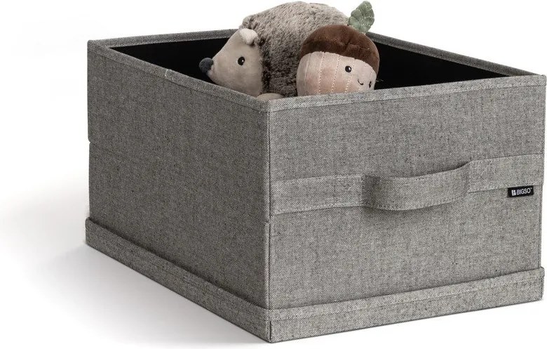 Сива текстилна кутия за съхранение с капак 31x41x22 cm Soft Storage Medium – Bigso