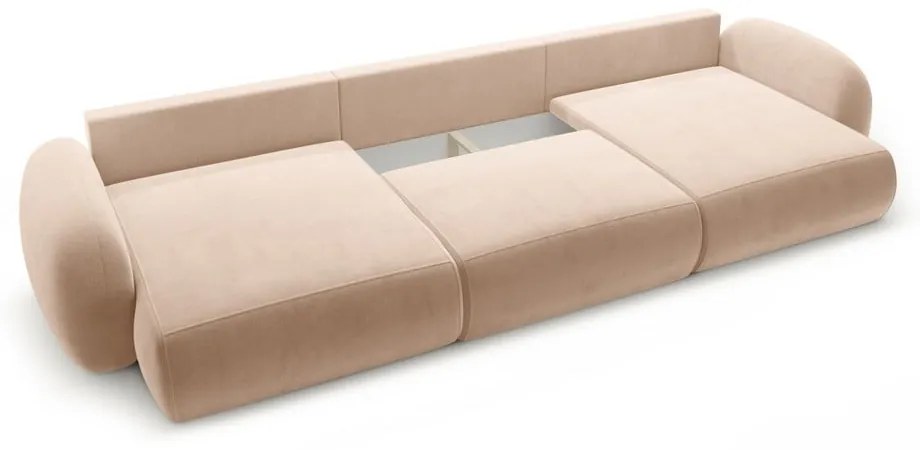 Бежов кадифен сгъваем/с място за съхранение ъглов диван (U форма) Tonale – Cosmopolitan Design