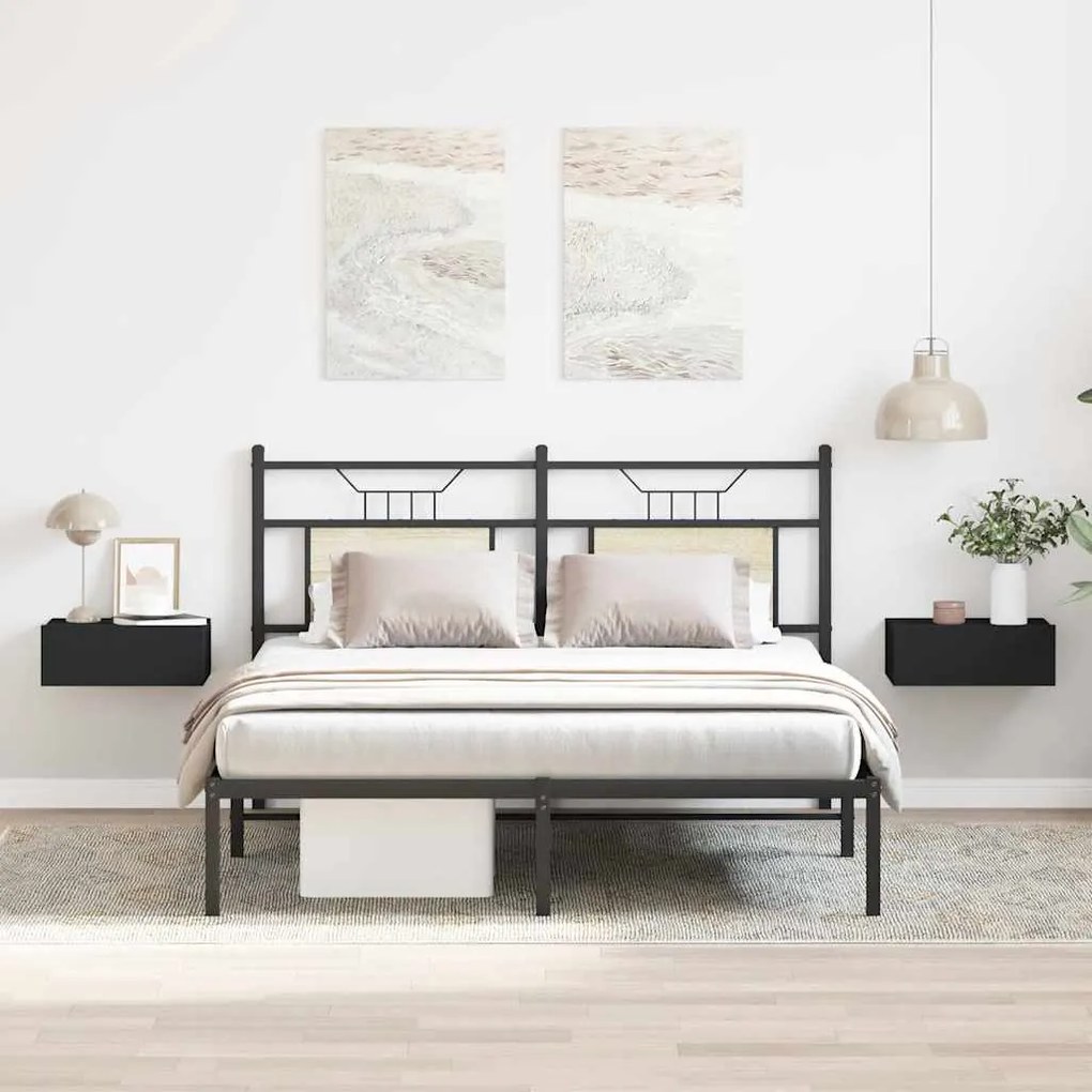 800309 vidaXL Нощни шкафчета за стена, 2 бр, черни, 40x30x15 см