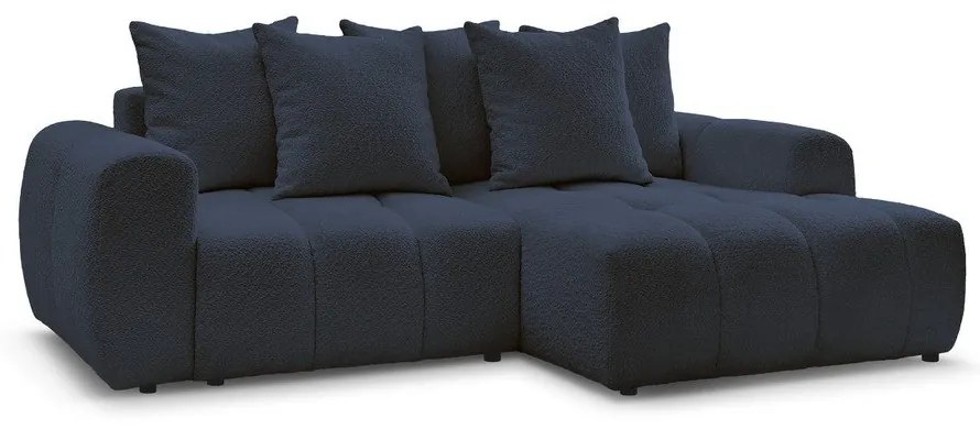 Син разтегателен ъглов диван с място за съхранение от букле (десен ъгъл) Roxelane – Bobochic Paris