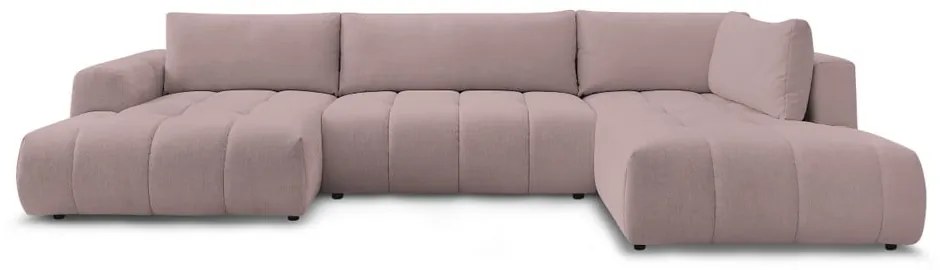 Розов сгъваем/с място за съхранение ъглов диван (десен ъгъл/U форма) Fuji – Bobochic Paris