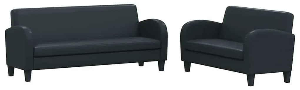 275227 vidaXL Комплект дивани от 2 части, изкуствена кожа, черен