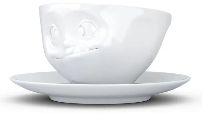 Бяла порцеланова чаша с чинийка - 58products