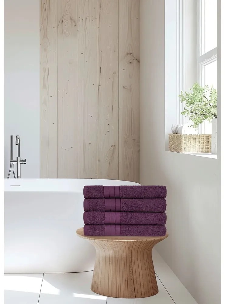 Бордо памучни кърпи в комплект от 4 бр. от тери 50x100 cm – Good Morning