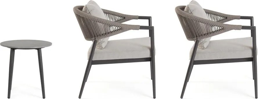 Алуминиев градински комплект за отдих в цвят каки/кафяво-сив за 2 Millor – Bizzotto