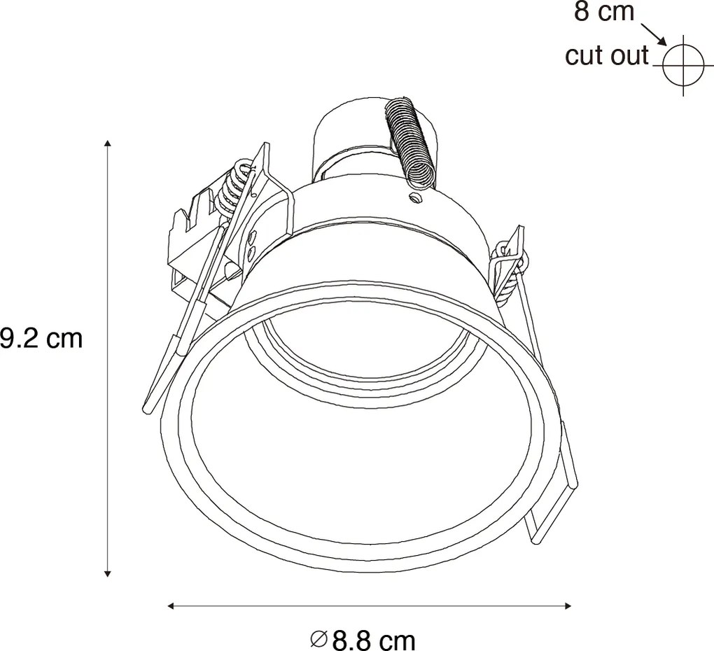 Смарт вграден спот черен IP44 с Wifi GU10 50mm - Dept