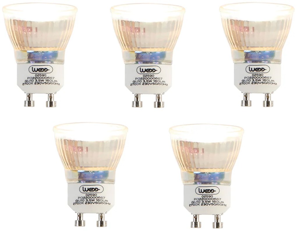 Комплект от 5 GU10 LED крушки 35 мм 3.5W 180 лм 2700K