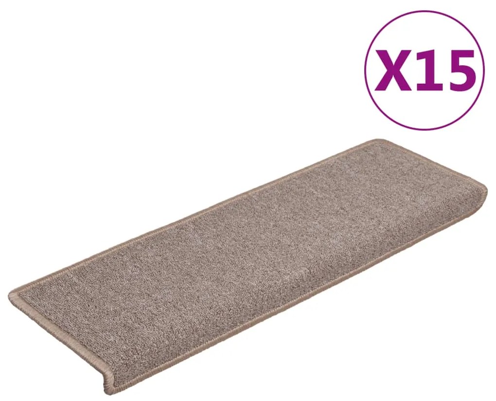 134569 vidaXL Изтривалки за стълби 15 бр. 65x21x4 см светлокафяви с правоъгълен кант