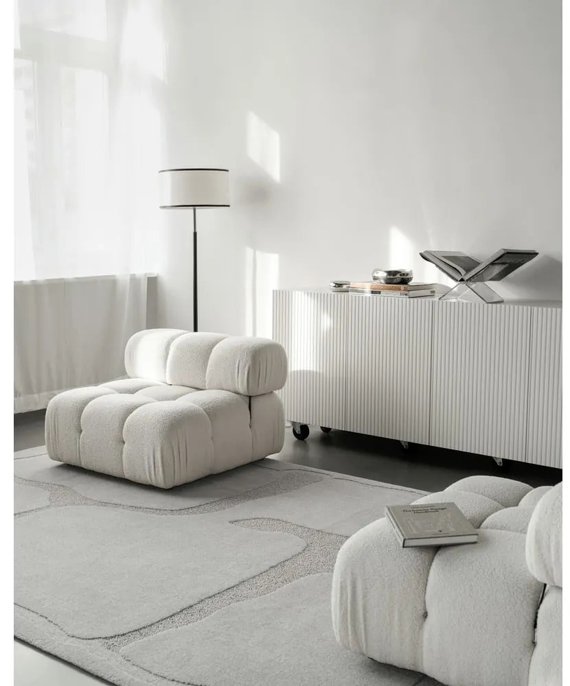 Светлосив вълнен килим 160x230 cm Morphic Organica – Agnella