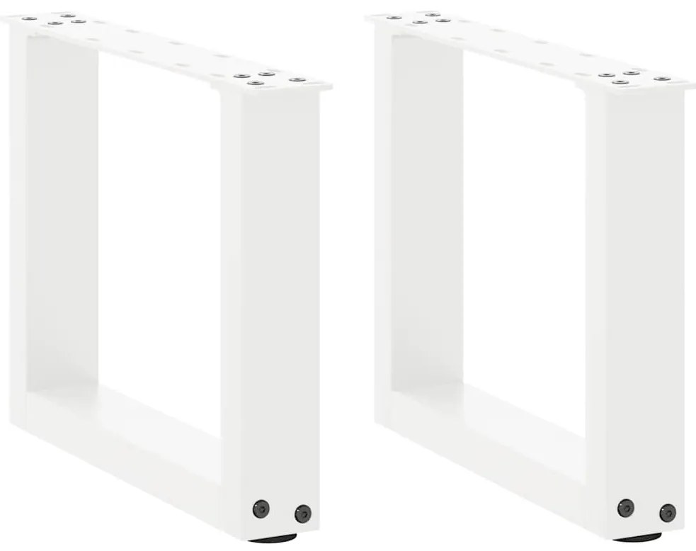 4013129 vidaXL Крака за масичка за кафе, U-образни, 2 бр., бели, 30 x (30-31) см, стомана