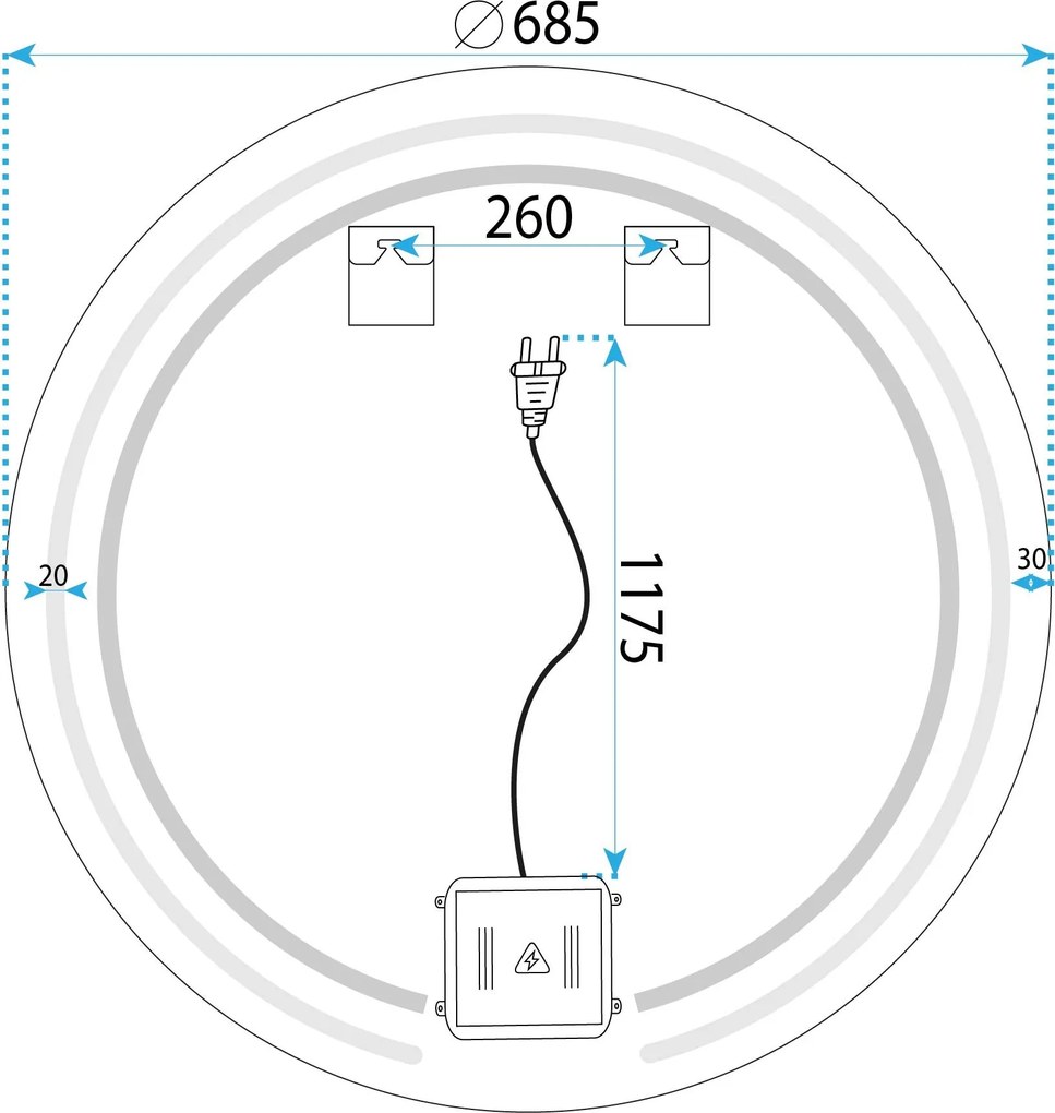 Огледало LED 70cm Modern