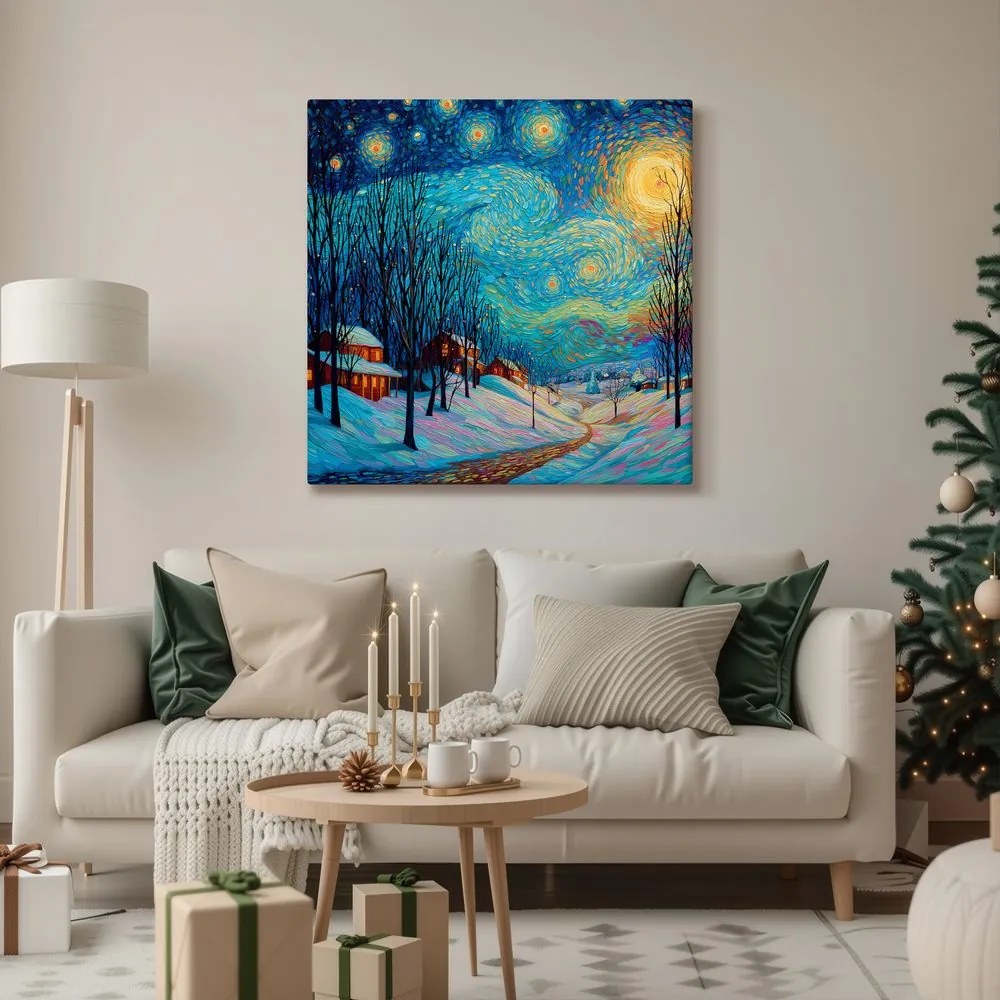 Картина на платно Коледна – Празничен нощен пейзаж