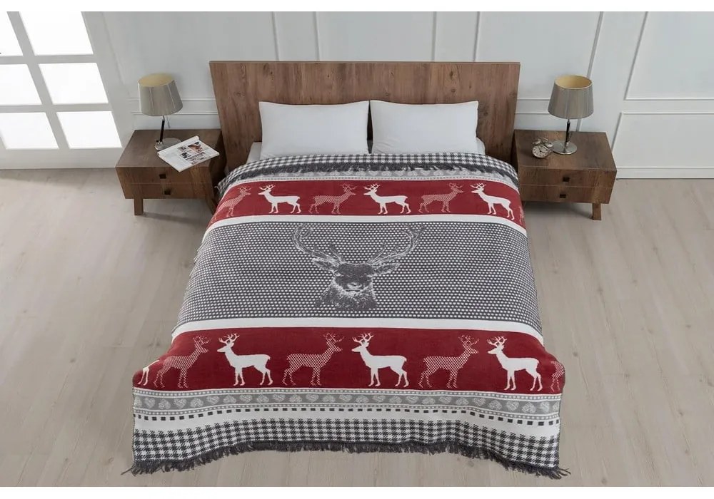 Червено-сиво покривало за легло 150x200 cm – Mila Home