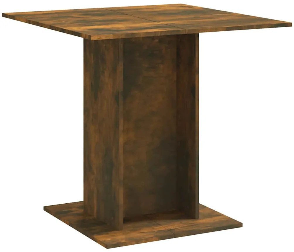 825822 vidaXL Трапезна маса, опушен дъб, 80x80x75 см, инженерно дърво