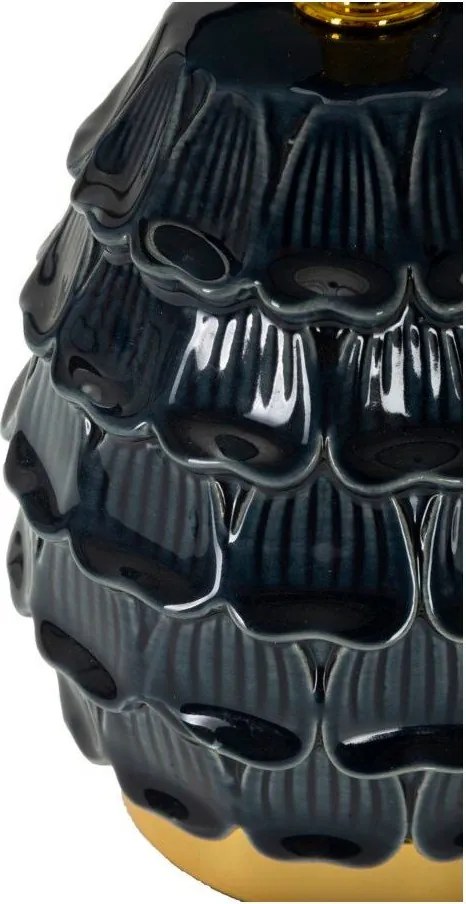 Синя керамична настолна лампа с текстилен абажур (височина 30,5 cm) Pigny – Mauro Ferretti