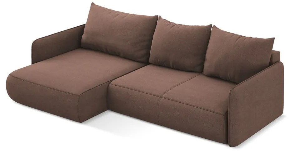 Розов разтегателен ъглов диван с място за съхранение (ляв ъгъл) Nanea – Makamii