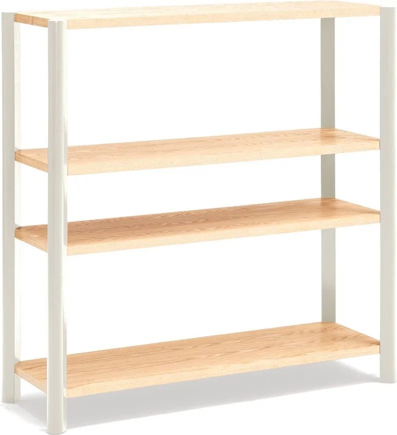 Кремав/в светло естествен цвят стелаж от декор от дъб 126x128x43 cm Bona – Teulat