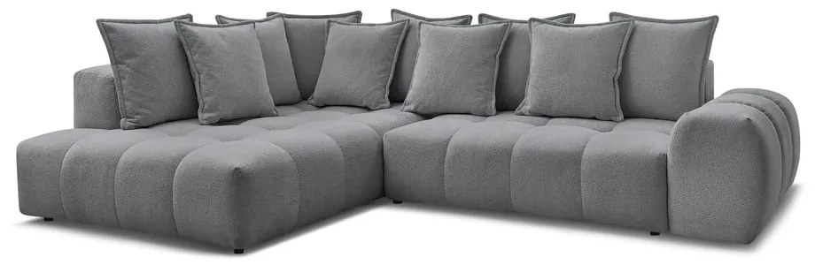 Тъмносив шенилов сгъваем/с място за съхранение ъглов диван (ляв ъгъл/L форма) Everest – Bobochic Paris