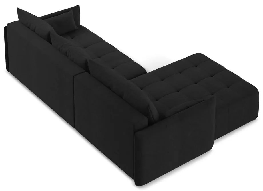 Черен разтегателен ъглов диван с място за съхранение (ляв ъгъл) Moku – Makamii