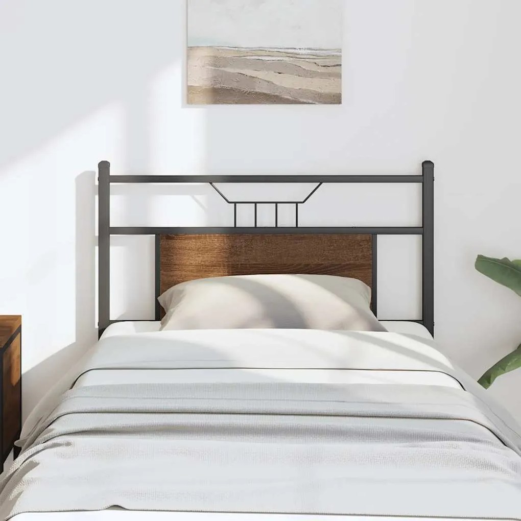 4106868 vidaXL Резервна табла за легло, кафяв дъб, 80 см, инженерно дърво и стомана