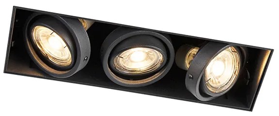 Вграден прожектор черен наклоняем и въртящ се без рамка 3-светлина - Oneon